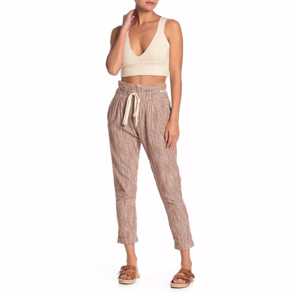 Free People Light As Sunrise Caraway Striped Taper Pant - Picture 1 of 11
